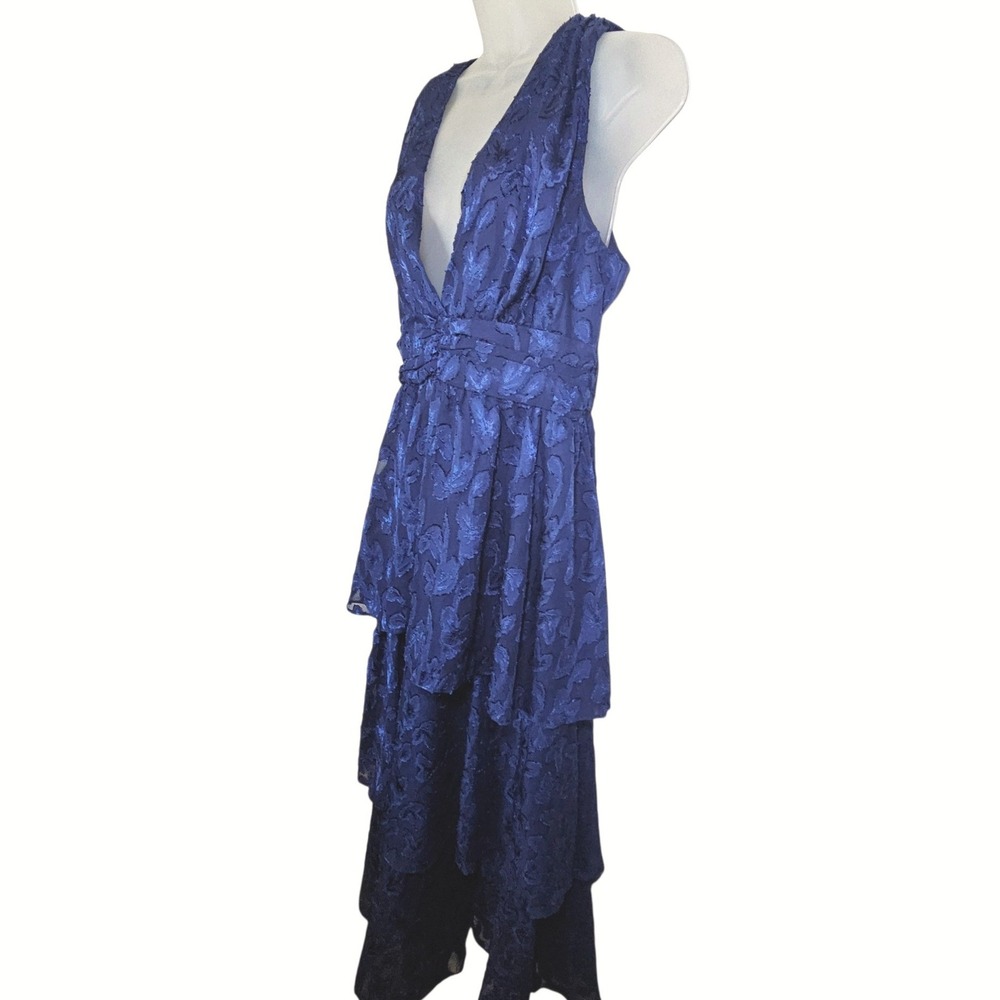 Make It Mesmerizing Navy Blue Jacquard Tiered Midi Dress - READ DESC FOr SIZE - Picture 5 of 10